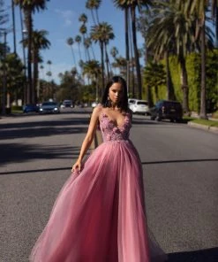 Alamour Made-To-Order Made-To-Order Gowns Jalicia Beaded Tulle Gown - Dusty Pink