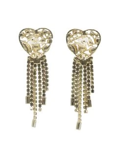 Alamour The Label Jules Bronze Statement Heart Drop Earrings