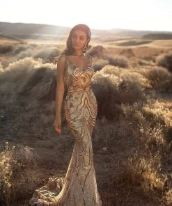 Alamour Made-To-Order Fitted Gowns Kimora Sequin Gown - Gold