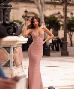 Alamour Made-To-Order Made-To-Order Gowns Alisha Lurex Gown - Dusty Pink