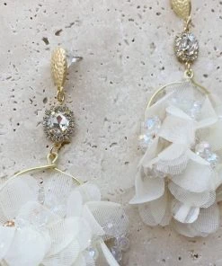 Alamour The Label Verbana White Flower Hoop Earrings