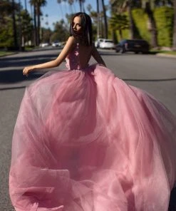 Alamour Made-To-Order Made-To-Order Gowns Jalicia Beaded Tulle Gown - Dusty Pink