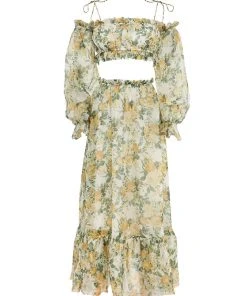 Alamour The Label Fleur Floral Yellow Roses Midi Set DRESSES