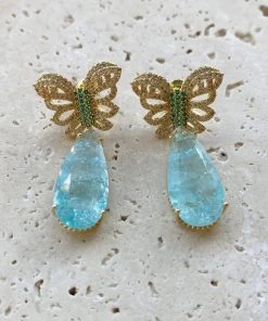 Alamour The Label Lulu Baby Blue Drop Butterfly Earrings