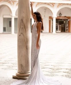 Alamour Made-To-Order Lili Sequin Gown - Silver Made-To-Order Gowns