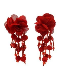 Alamour The Label NEW ARRIVALS Shailee Red Flower Drop Earrings