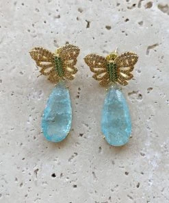 Alamour The Label Lulu Baby Blue Drop Butterfly Earrings