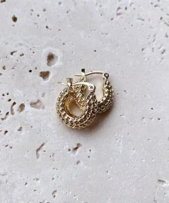 Alamour The Label Earrings Aimee Textured Gold Hoops