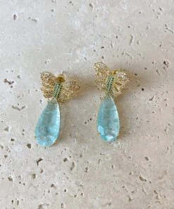 Alamour The Label Lulu Baby Blue Drop Butterfly Earrings