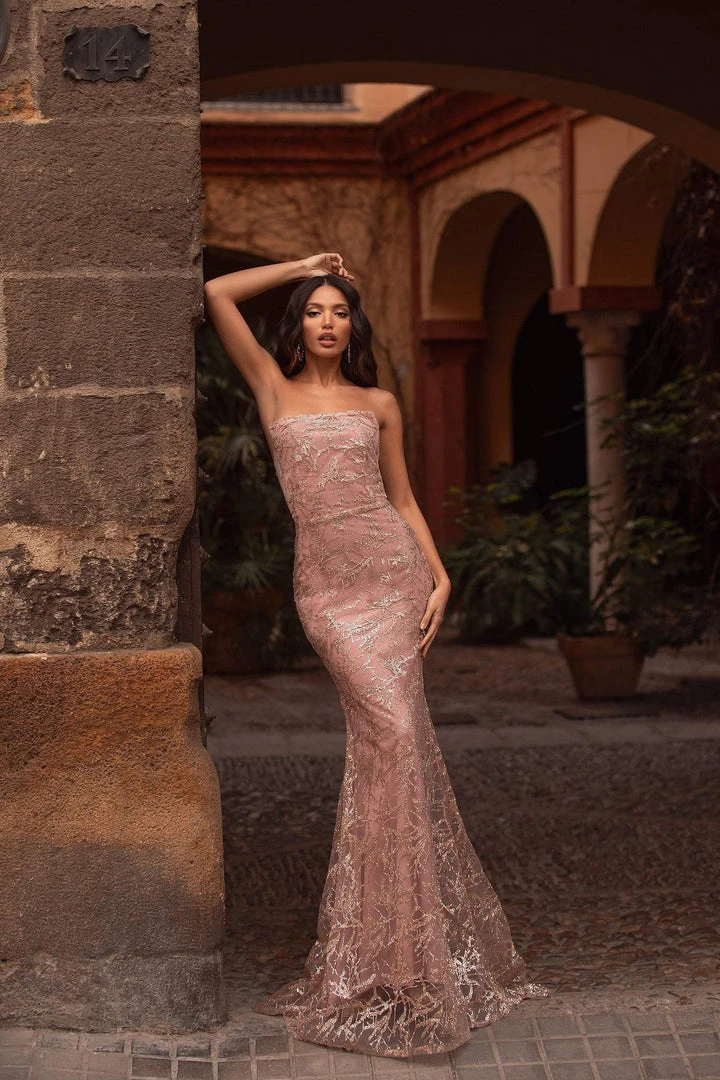 Alamour Made-To-Order Made-To-Order Gowns Pamelia Glitter Gown - Pink 1 Alamour Made-To-Order Made-To-Order Gowns Pamelia Glitter Gown - Pink
