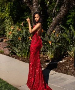 Alamour Made-To-Order Ciara Sequins Gown - Red