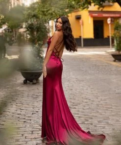 Alamour Made-To-Order Lusila Satin Gown - Burgundy 9 Alamour Made-To-Order Lusila Satin Gown - Burgundy