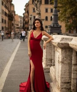 Alamour The Label Maya - Wine Red Fitted Gowns 10 Alamour The Label Maya - Wine Red Fitted Gowns