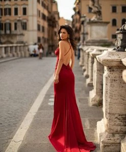 Alamour The Label Maya - Wine Red Fitted Gowns
