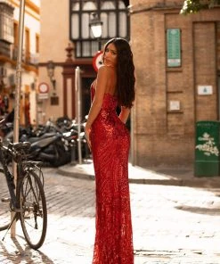 Alamour Made-To-Order Lulita Sequin Gown - Red Made-To-Order Gowns