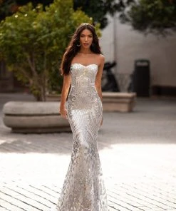 Alamour Made-To-Order Made-To-Order Gowns Malisa Sequin Gown - Silver