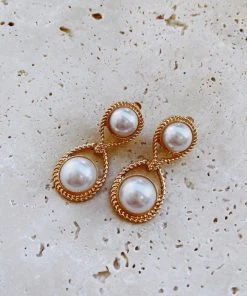Alamour The Label Ariah Gold Pearl Drop Earrings