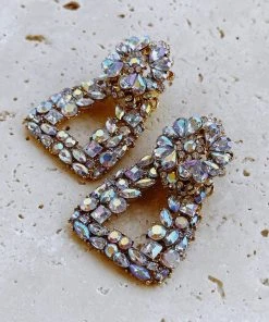 Alamour The Label Bianca Gold Iridescent Crystal Earrings