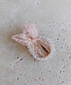 Alamour The Label Crystal Circle Hair Clip With Light Pink Ribbon Detailing