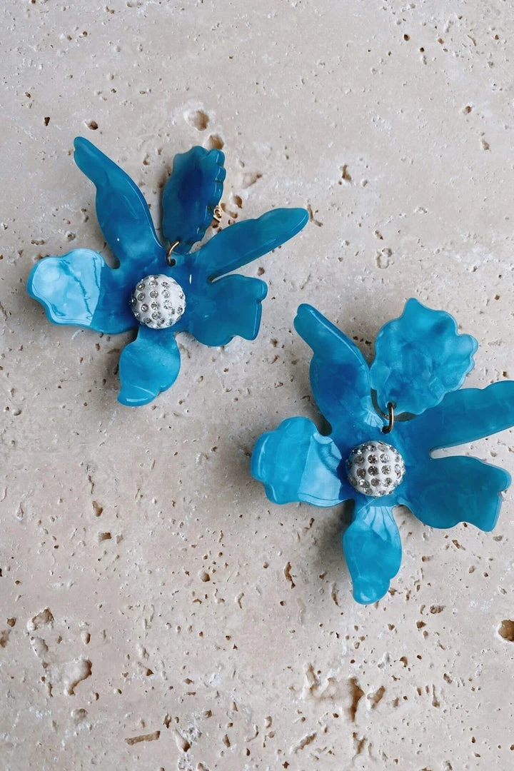 Alamour The Label Luna Teal Flower Statement Earrings 5 Alamour The Label Luna Teal Flower Statement Earrings