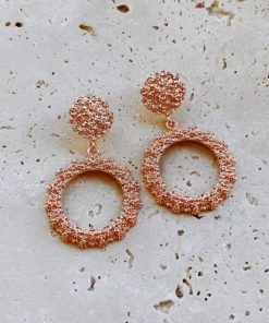 Alamour The Label Felicity Rose Gold Textured Circle Drop Earrings