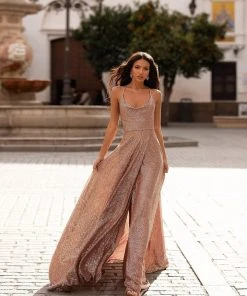 Alamour Made-To-Order A-Line Gowns Prisilla Sequin Gown - Rose Gold