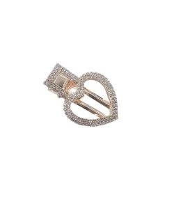 Alamour The Label Hair Accessories Rose Gold Crystal Heart Clip