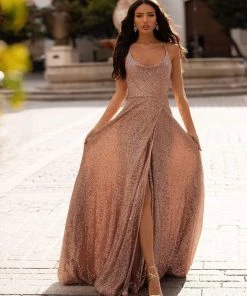 Alamour Made-To-Order A-Line Gowns Prisilla Sequin Gown - Rose Gold 7 Alamour Made-To-Order A-Line Gowns Prisilla Sequin Gown - Rose Gold