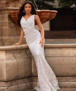 Alamour Made-To-Order Rosalin Sequin Gown - Silver Made-To-Order Gowns 13 Alamour Made-To-Order Rosalin Sequin Gown - Silver Made-To-Order Gowns