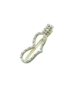 Alamour The Label Hair Accessories Gold Diamante Pearl Heart Hair Clip