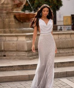Alamour Made-To-Order Rosalin Sequin Gown - Silver Made-To-Order Gowns 15 Alamour Made-To-Order Rosalin Sequin Gown - Silver Made-To-Order Gowns