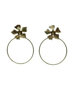 Alamour The Label Jocelyn Gold Flower Hoops Earrings