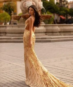 Alamour Made-To-Order Rianata Sequin Gown - Gold