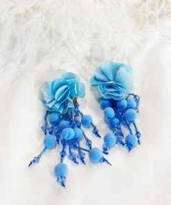 Alamour The Label Shailee Blue Flower Drop Earrings NEW ARRIVALS