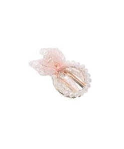Alamour The Label Crystal Circle Hair Clip With Light Pink Ribbon Detailing