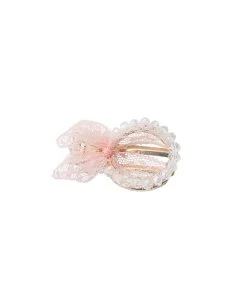 Alamour The Label Crystal Circle Hair Clip With Light Pink Ribbon Detailing