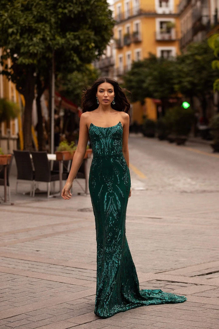 Alamour Made-To-Order Ramira Sequin Gown - Emerald 4 Alamour Made-To-Order Ramira Sequin Gown - Emerald