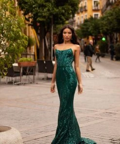 Alamour Made-To-Order Ramira Sequin Gown - Emerald