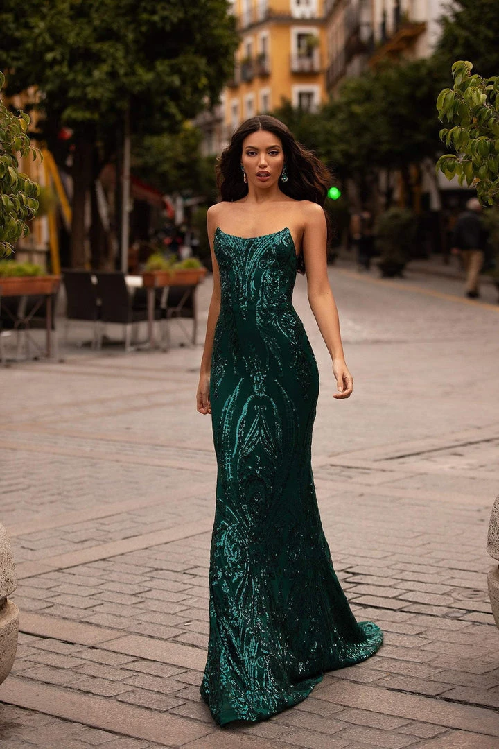 Alamour Made-To-Order Ramira Sequin Gown - Emerald 5 Alamour Made-To-Order Ramira Sequin Gown - Emerald