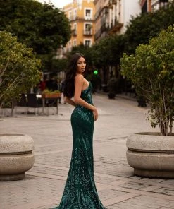 Alamour Made-To-Order Ramira Sequin Gown - Emerald