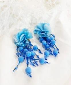 Alamour The Label Shailee Blue Flower Drop Earrings NEW ARRIVALS