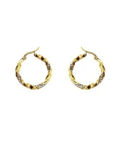 Alamour The Label Cellina Gold & Diamante Hoop Earrings