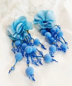 Alamour The Label Shailee Blue Flower Drop Earrings NEW ARRIVALS