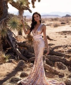 Alamour Made-To-Order Fitted Gowns Sheyla Sequin Gown - Rose Gold