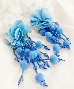 Alamour The Label Shailee Blue Flower Drop Earrings NEW ARRIVALS