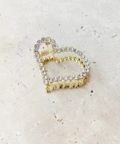 Alamour The Label Gold Heart Claw Clip With Diamantes