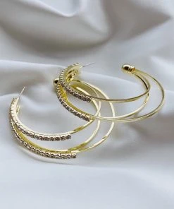 Alamour The Label Alani Gold Diamante Hoop Earrings 12 Alamour The Label Alani Gold Diamante Hoop Earrings