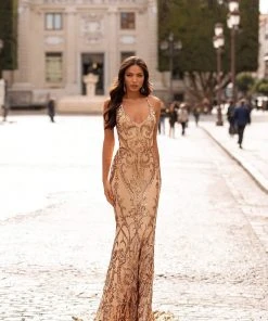 Alamour Made-To-Order Agata Sequin Gown - Gold Made-To-Order Gowns