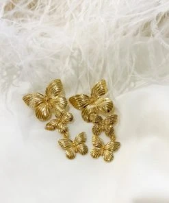 Alamour The Label Lolita Gold Butterfly Drop Earrings