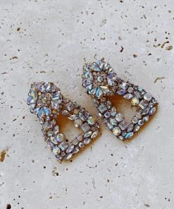 Alamour The Label Bianca Gold Iridescent Crystal Earrings